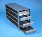 ALPHA 32 Drawer Racks for all boxes up to 136x136x35 mm, open design, grip rail, with safety stop, base of drawer closed